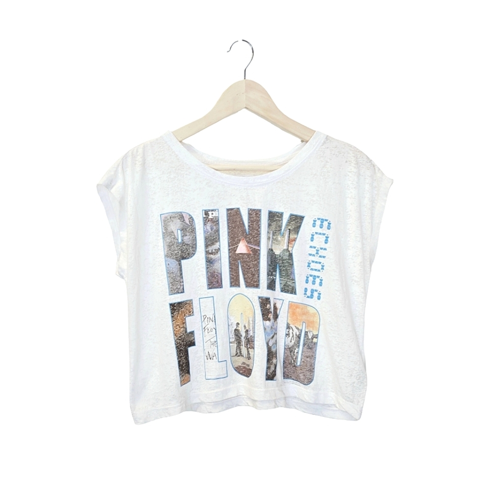 Pink Floyd Echoes White Burnout Crop Tee Size S